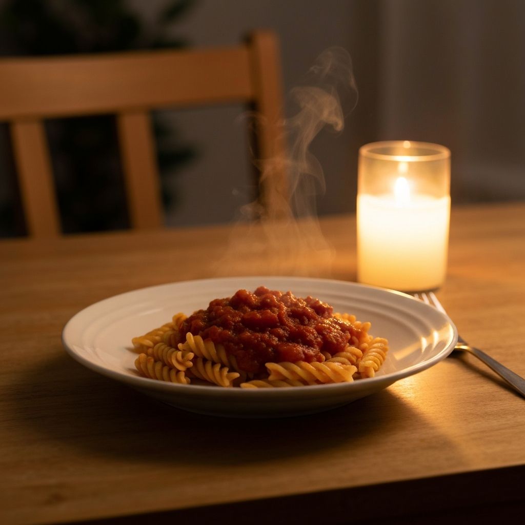 Jednostavna večera, paljenja svijeća, miran večernji ugođaj